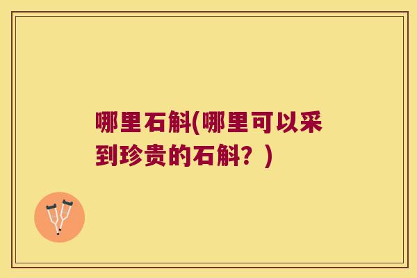 哪里石斛(哪里可以采到珍贵的石斛？)