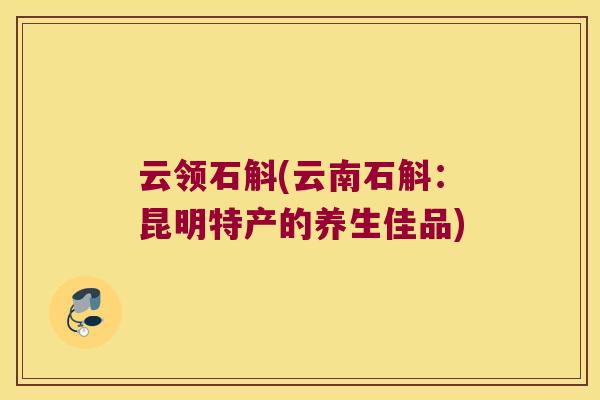 云领石斛(云南石斛：昆明特产的养生佳品)