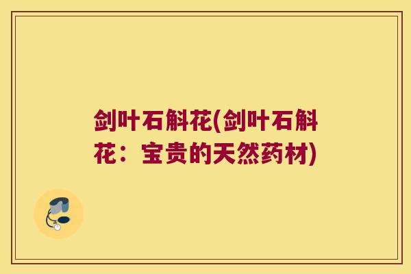 剑叶石斛花(剑叶石斛花：宝贵的天然药材)