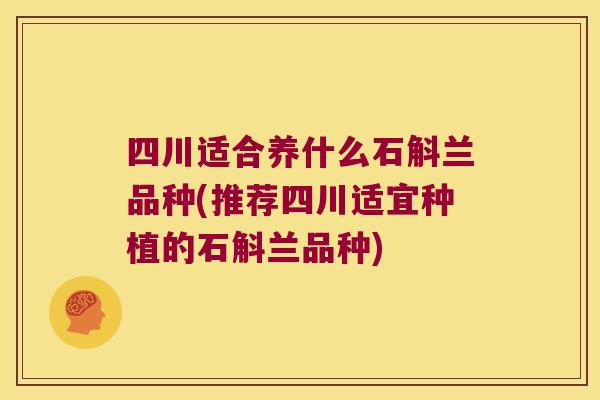四川适合养什么石斛兰品种(推荐四川适宜种植的石斛兰品种)