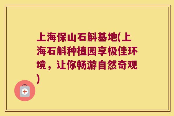上海保山石斛基地(上海石斛种植园享极佳环境，让你畅游自然奇观)