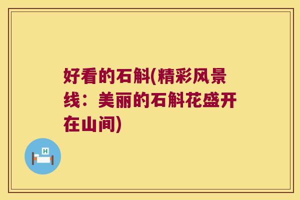 好看的石斛(精彩风景线：美丽的石斛花盛开在山间)