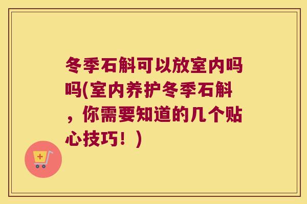 冬季石斛可以放室内吗吗(室内养护冬季石斛，你需要知道的几个贴心技巧！)