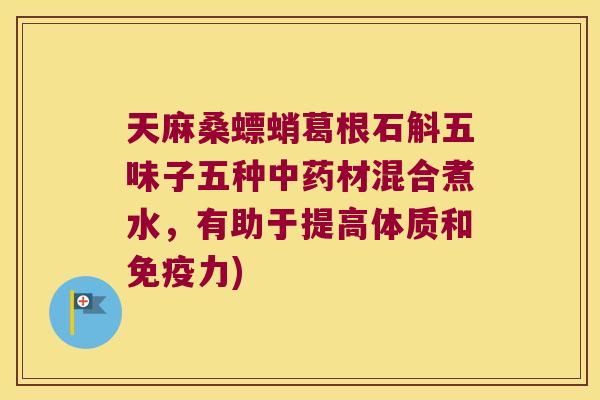 天麻桑螵蛸葛根石斛五味子五种材混合煮水，有助于提高体质和力)