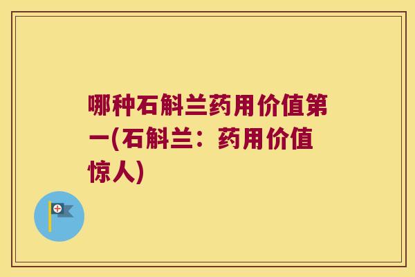 哪种石斛兰药用价值第一(石斛兰：药用价值惊人)