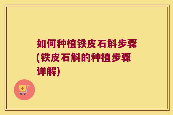 如何种植铁皮石斛步骤(铁皮石斛的种植步骤详解)