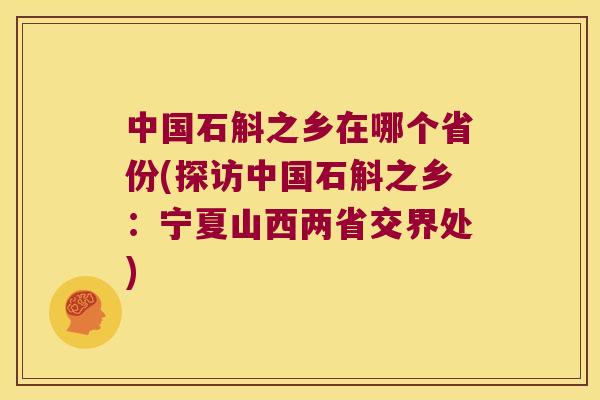 中国石斛之乡在哪个省份(探访中国石斛之乡：宁夏山西两省交界处)
