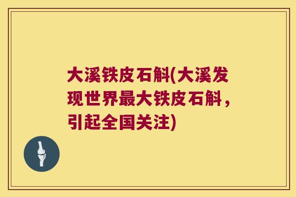 大溪铁皮石斛(大溪发现世界大铁皮石斛，引起全国关注)
