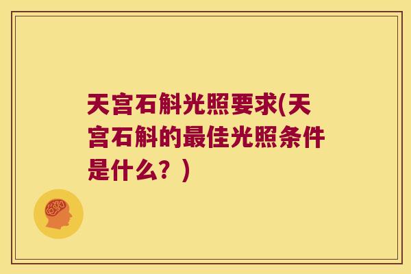 天宫石斛光照要求(天宫石斛的最佳光照条件是什么？)