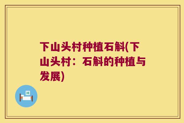 下山头村种植石斛(下山头村：石斛的种植与发展)