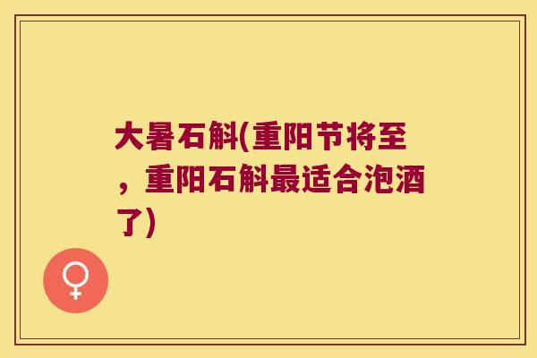 大暑石斛(重阳节将至，重阳石斛最适合泡酒了)