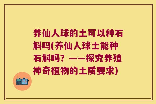 养仙人球的土可以种石斛吗(养仙人球土能种石斛吗？——探究养殖神奇植物的土质要求)