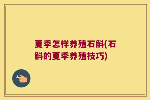 夏季怎样养殖石斛(石斛的夏季养殖技巧)