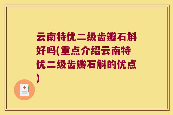 云南特优二级齿瓣石斛好吗(重点介绍云南特优二级齿瓣石斛的优点)