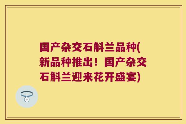 国产杂交石斛兰品种(新品种推出！国产杂交石斛兰迎来花开盛宴)
