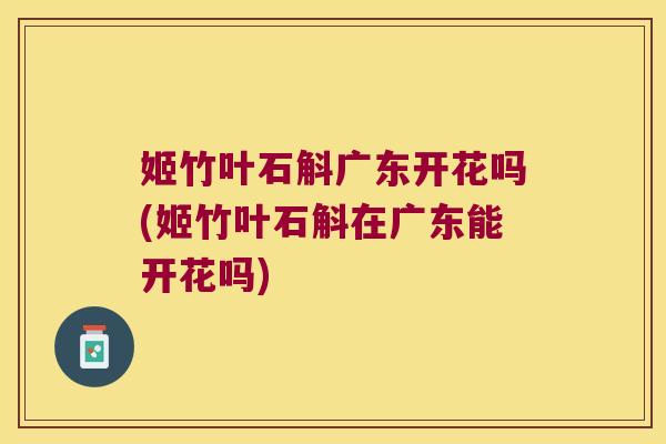 姬竹叶石斛广东开花吗(姬竹叶石斛在广东能开花吗)