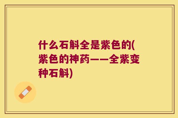 什么石斛全是紫色的(紫色的神药——全紫变种石斛)