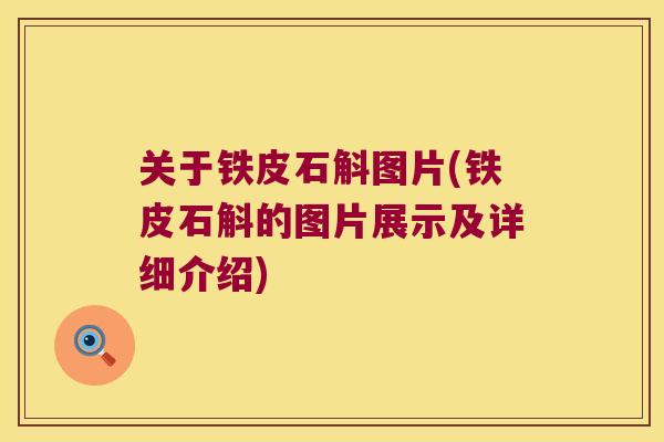 关于铁皮石斛图片(铁皮石斛的图片展示及详细介绍)