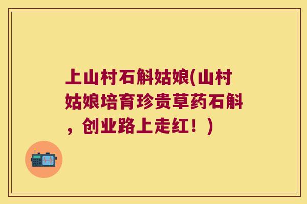 上山村石斛姑娘(山村姑娘培育珍贵草药石斛，创业路上走红！)