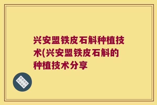 兴安盟铁皮石斛种植技术(兴安盟铁皮石斛的种植技术分享