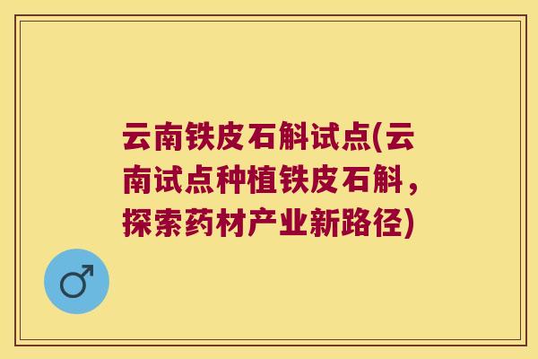 云南铁皮石斛试点(云南试点种植铁皮石斛，探索药材产业新路径)