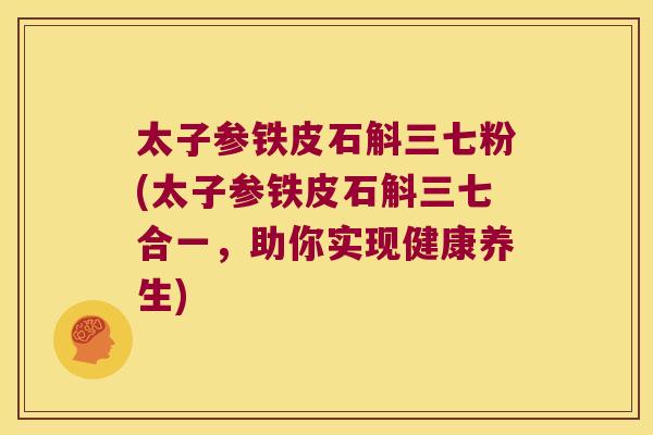 太子参铁皮石斛三七粉(太子参铁皮石斛三七合一，助你实现健康养生)