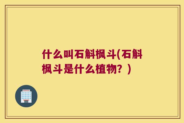 什么叫石斛枫斗(石斛枫斗是什么植物？)