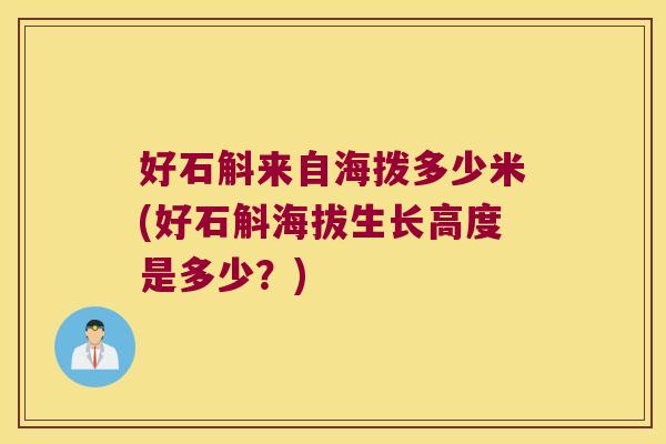 好石斛来自海拨多少米(好石斛海拔生长高度是多少？)
