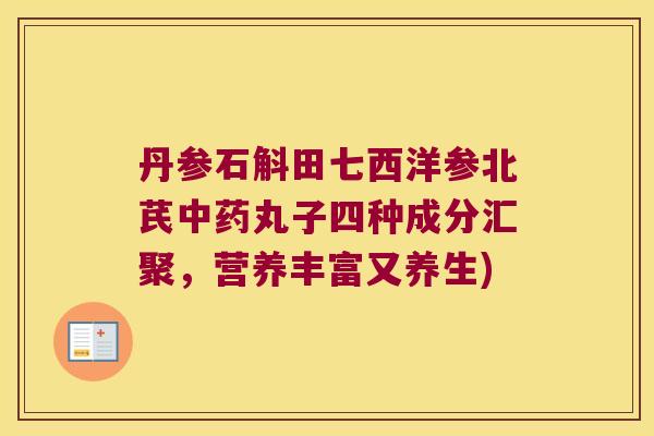 丹参石斛田七西洋参北芪中药丸子四种成分汇聚，营养丰富又养生)