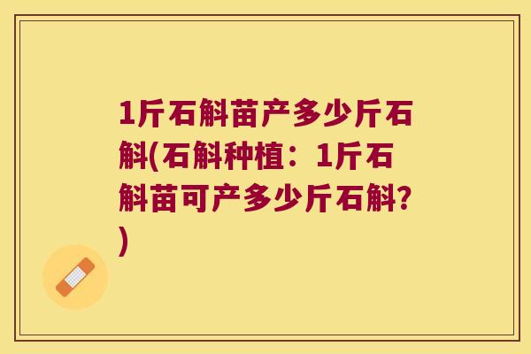 1斤石斛苗产多少斤石斛(石斛种植：1斤石斛苗可产多少斤石斛？)