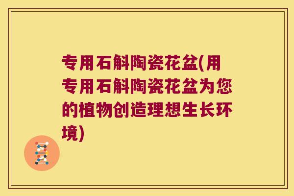 专用石斛陶瓷花盆(用专用石斛陶瓷花盆为您的植物创造理想生长环境)