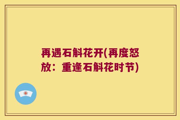 再遇石斛花开(再度怒放：重逢石斛花时节)