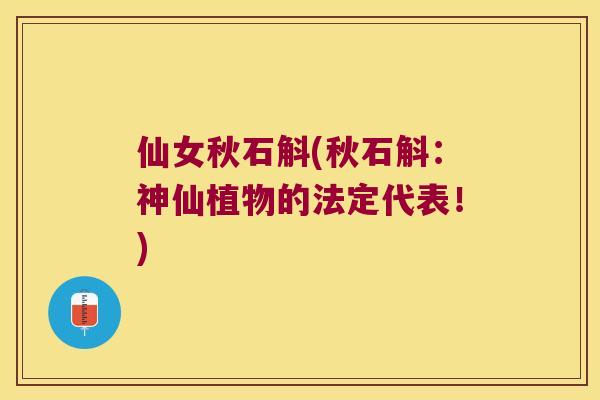 仙女秋石斛(秋石斛:神仙植物的法定代表!) 仙女秋石斛(秋石斛:神仙植物的法定代表!)
