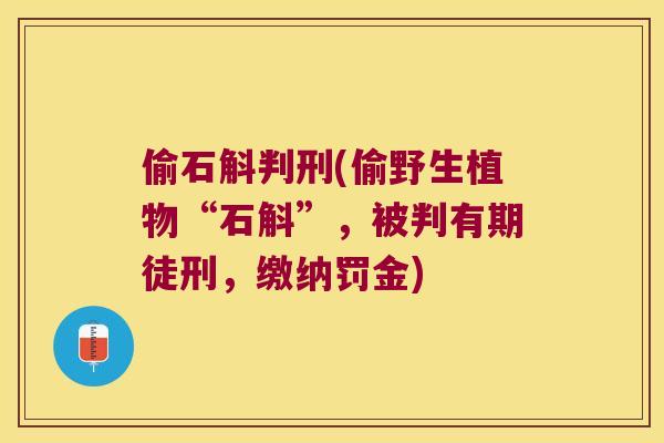 偷石斛判刑(偷野生植物“石斛”，被判有期徒刑，缴纳罚金)