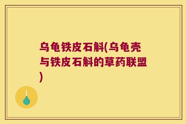 乌龟铁皮石斛(乌龟壳与铁皮石斛的草药联盟)