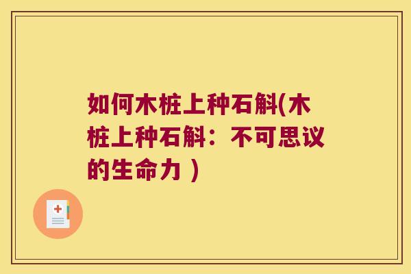 如何木桩上种石斛(木桩上种石斛：不可思议的生命力 )