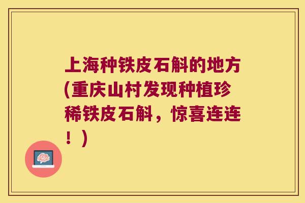 上海种铁皮石斛的地方(重庆山村发现种植珍稀铁皮石斛，惊喜连连！)