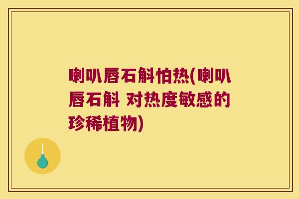 喇叭唇石斛怕热(喇叭唇石斛 对热度敏感的珍稀植物)