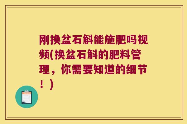 刚换盆石斛能施肥吗视频(换盆石斛的肥料管理，你需要知道的细节！)