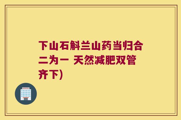 下山石斛兰山药当归合二为一 天然减肥双管齐下)