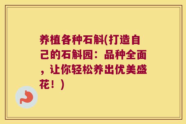 养植各种石斛(打造自己的石斛园：品种全面，让你轻松养出优美盛花！)