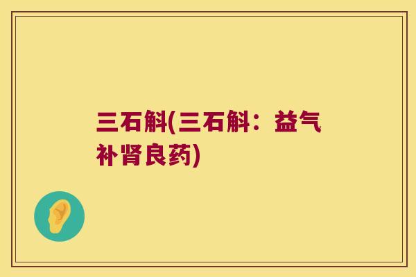 三石斛(三石斛：益气补肾良药)