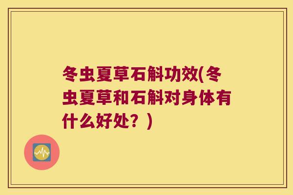 冬虫夏草石斛功效(冬虫夏草和石斛对身体有什么好处？)