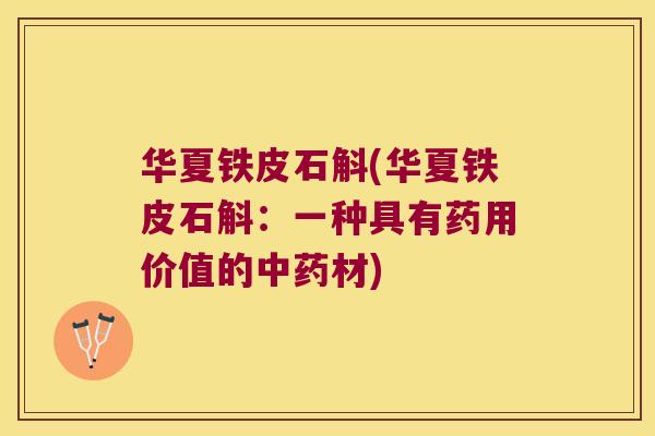 华夏铁皮石斛(华夏铁皮石斛：一种具有药用价值的中药材)