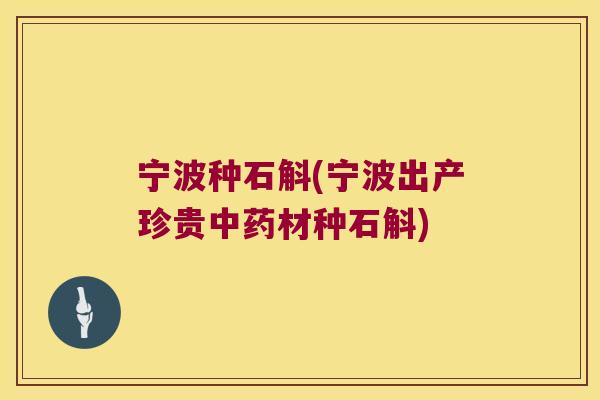 宁波种石斛(宁波出产珍贵中药材种石斛)