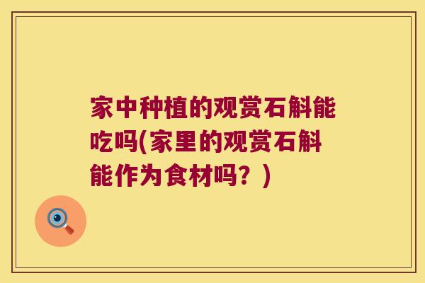家中种植的观赏石斛能吃吗(家里的观赏石斛能作为食材吗？)