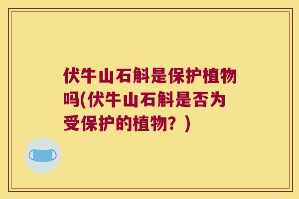 伏牛山石斛是保护植物吗(伏牛山石斛是否为受保护的植物？)