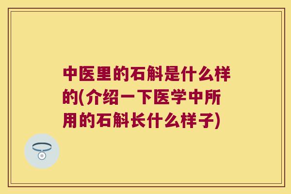 中医里的石斛是什么样的(介绍一下医学中所用的石斛长什么样子)