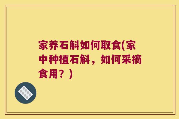 家养石斛如何取食(家中种植石斛，如何采摘食用？)