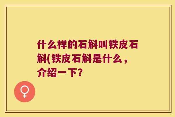 什么样的石斛叫铁皮石斛(铁皮石斛是什么,介绍一下? 什么样的石斛叫铁皮石斛(铁皮石斛是什么,介绍一下?